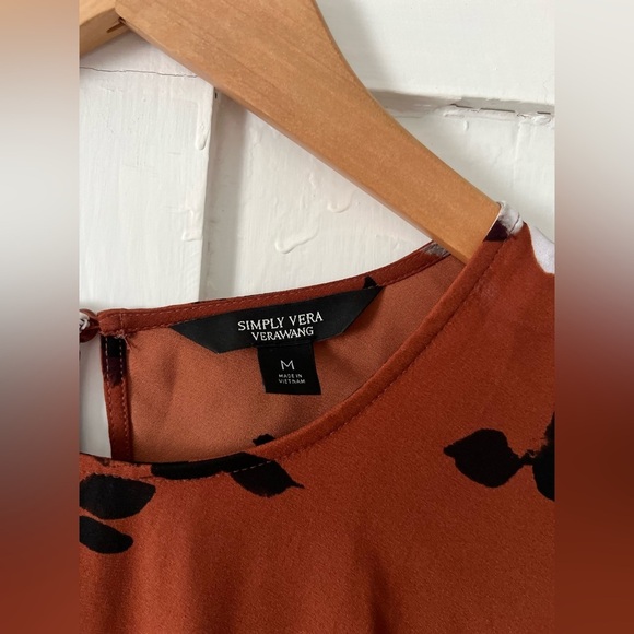 Simply Vera Vera Wang Autumn Orange Floral Midi Dress Size Medium - Picture 2 of 6